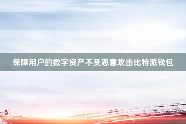 保障用户的数字资产不受恶意攻击比特派钱包