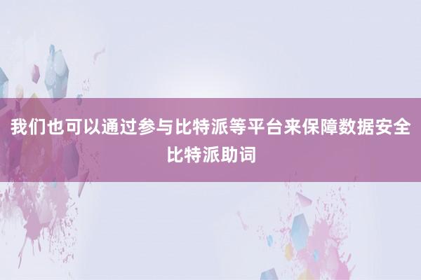 我们也可以通过参与比特派等平台来保障数据安全比特派助词