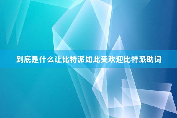 到底是什么让比特派如此受欢迎比特派助词