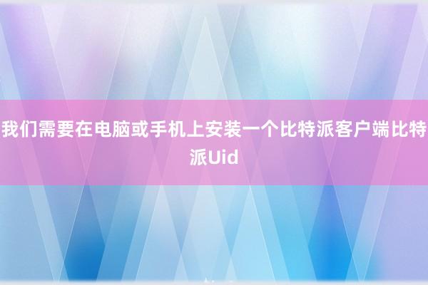 我们需要在电脑或手机上安装一个比特派客户端比特派Uid