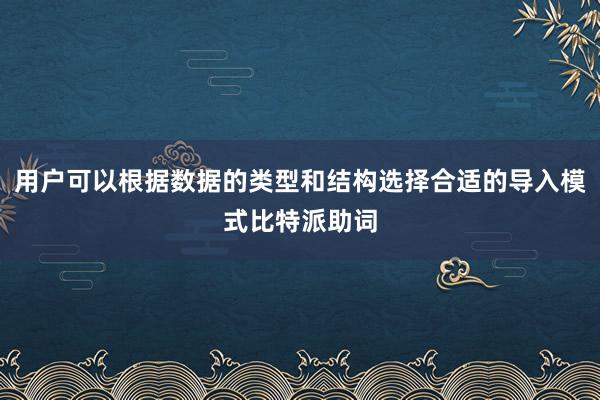 用户可以根据数据的类型和结构选择合适的导入模式比特派助词